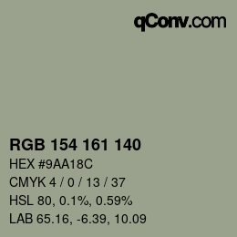 Color code: RGB 154 161 140 | qconv.com