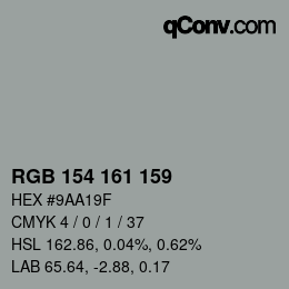 カラーコード: RGB 154 161 159 | qconv.com