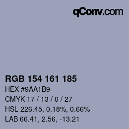 Código de color: RGB 154 161 185 | qconv.com
