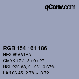 Farbcode: RGB 154 161 186 | qconv.com