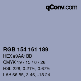 Color code: RGB 154 161 189 | qconv.com