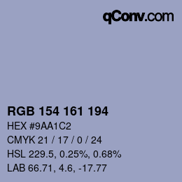 Farbcode: RGB 154 161 194 | qconv.com
