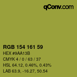 カラーコード: RGB 154 161 59 | qconv.com