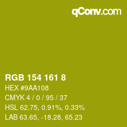 Color code: RGB 154 161 8 | qconv.com