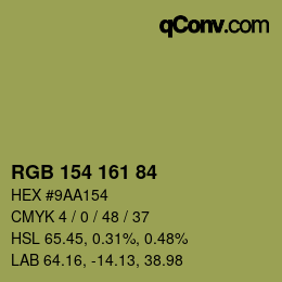 颜色代码: RGB 154 161 84 | qconv.com