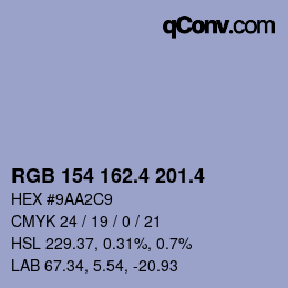 カラーコード: RGB 154 162.4 201.4 | qconv.com