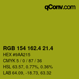 カラーコード: RGB 154 162.4 21.4 | qconv.com