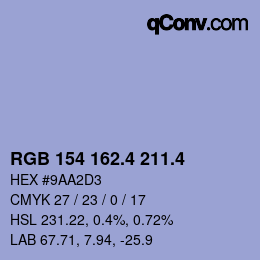 カラーコード: RGB 154 162.4 211.4 | qconv.com