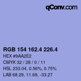 カラーコード: RGB 154 162.4 226.4 | qconv.com