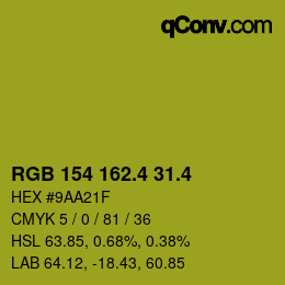 カラーコード: RGB 154 162.4 31.4 | qconv.com