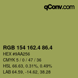 カラーコード: RGB 154 162.4 86.4 | qconv.com