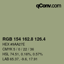 カラーコード: RGB 154 162.8 126.4 | qconv.com