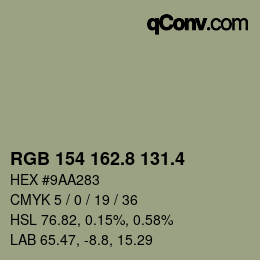 カラーコード: RGB 154 162.8 131.4 | qconv.com