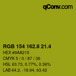 カラーコード: RGB 154 162.8 21.4 | qconv.com