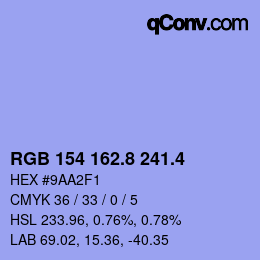カラーコード: RGB 154 162.8 241.4 | qconv.com