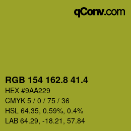 カラーコード: RGB 154 162.8 41.4 | qconv.com