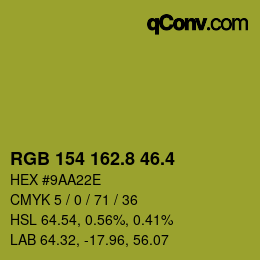 カラーコード: RGB 154 162.8 46.4 | qconv.com