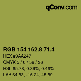 カラーコード: RGB 154 162.8 71.4 | qconv.com