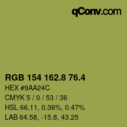 カラーコード: RGB 154 162.8 76.4 | qconv.com