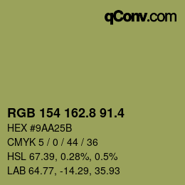 カラーコード: RGB 154 162.8 91.4 | qconv.com