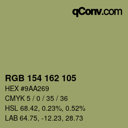 Código de color: RGB 154 162 105 | qconv.com