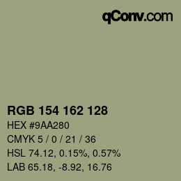 Color code: RGB 154 162 128 | qconv.com