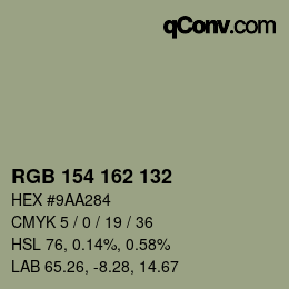 Color code: RGB 154 162 132 | qconv.com