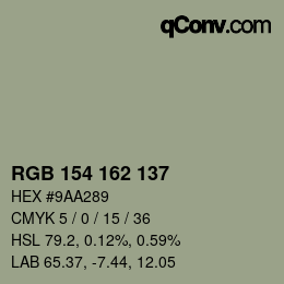 Color code: RGB 154 162 137 | qconv.com