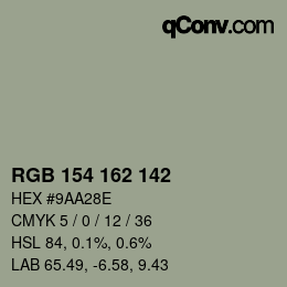 Color code: RGB 154 162 142 | qconv.com
