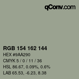 カラーコード: RGB 154 162 144 | qconv.com