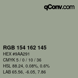 Código de color: RGB 154 162 145 | qconv.com