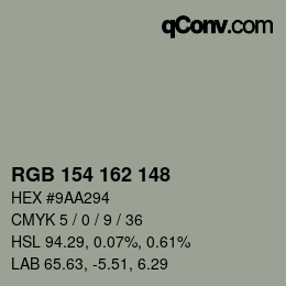 Color code: RGB 154 162 148 | qconv.com