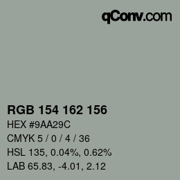 颜色代码: RGB 154 162 156 | qconv.com