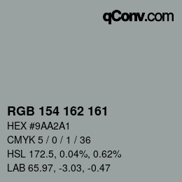 カラーコード: RGB 154 162 161 | qconv.com