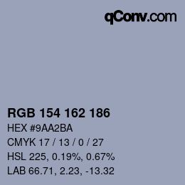 Color code: RGB 154 162 186 | qconv.com