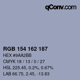 Color code: RGB 154 162 187 | qconv.com