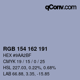 Color code: RGB 154 162 191 | qconv.com