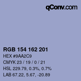 Color code: RGB 154 162 201 | qconv.com