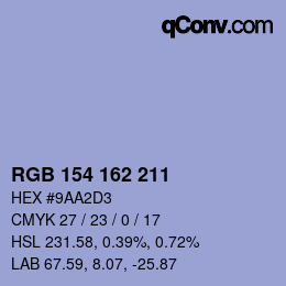 Color code: RGB 154 162 211 | qconv.com