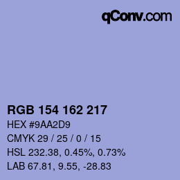 Color code: RGB 154 162 217 | qconv.com