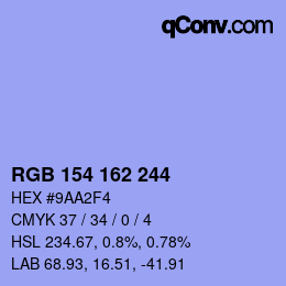 カラーコード: RGB 154 162 244 | qconv.com