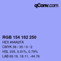 Color code: RGB 154 162 250 | qconv.com