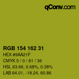 Color code: RGB 154 162 31 | qconv.com