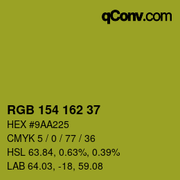 Color code: RGB 154 162 37 | qconv.com