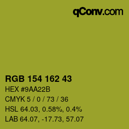 Color code: RGB 154 162 43 | qconv.com