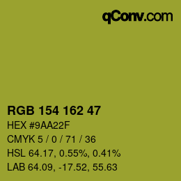 Color code: RGB 154 162 47 | qconv.com