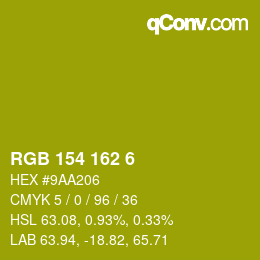 Color code: RGB 154 162 6 | qconv.com