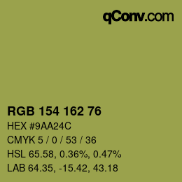 Color code: RGB 154 162 76 | qconv.com