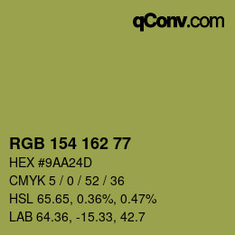Color code: RGB 154 162 77 | qconv.com