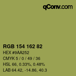 Color code: RGB 154 162 82 | qconv.com